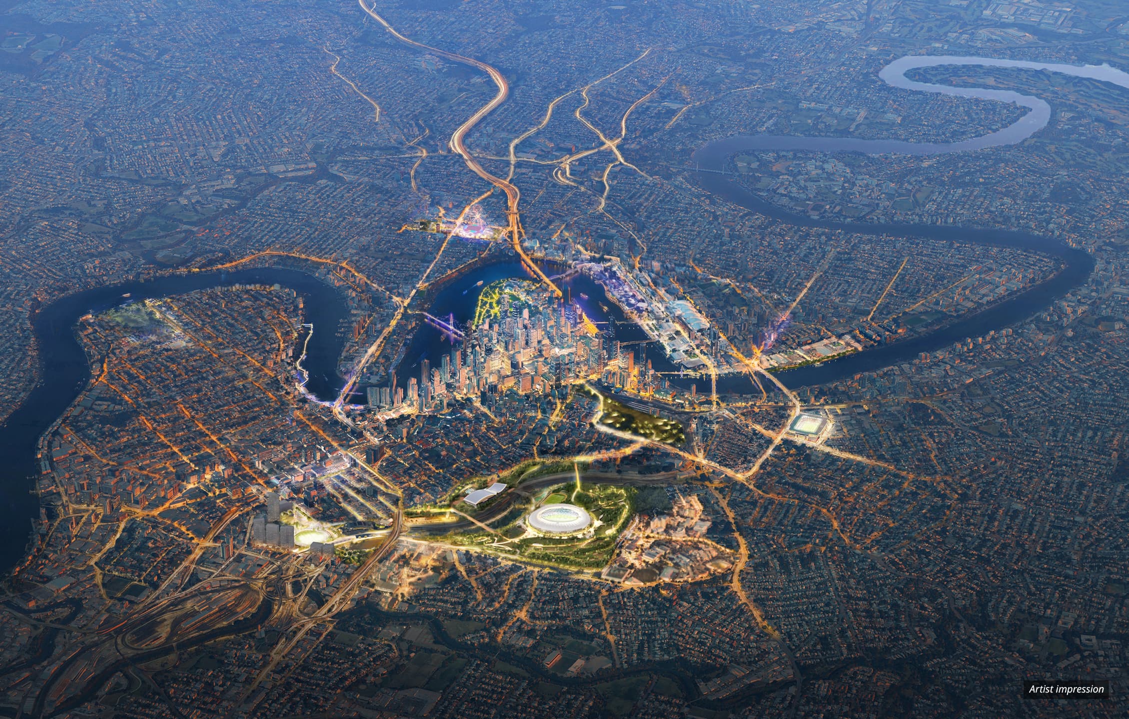 Victoria Park Precinct Legacy Plan_aerial night render