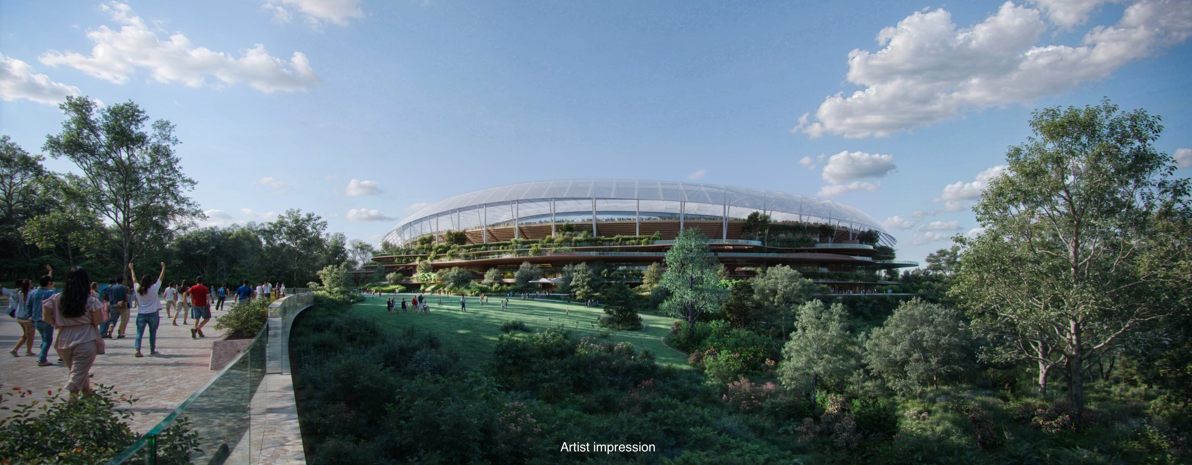 Artist's impression render of the outside of the Brisbane Stadium