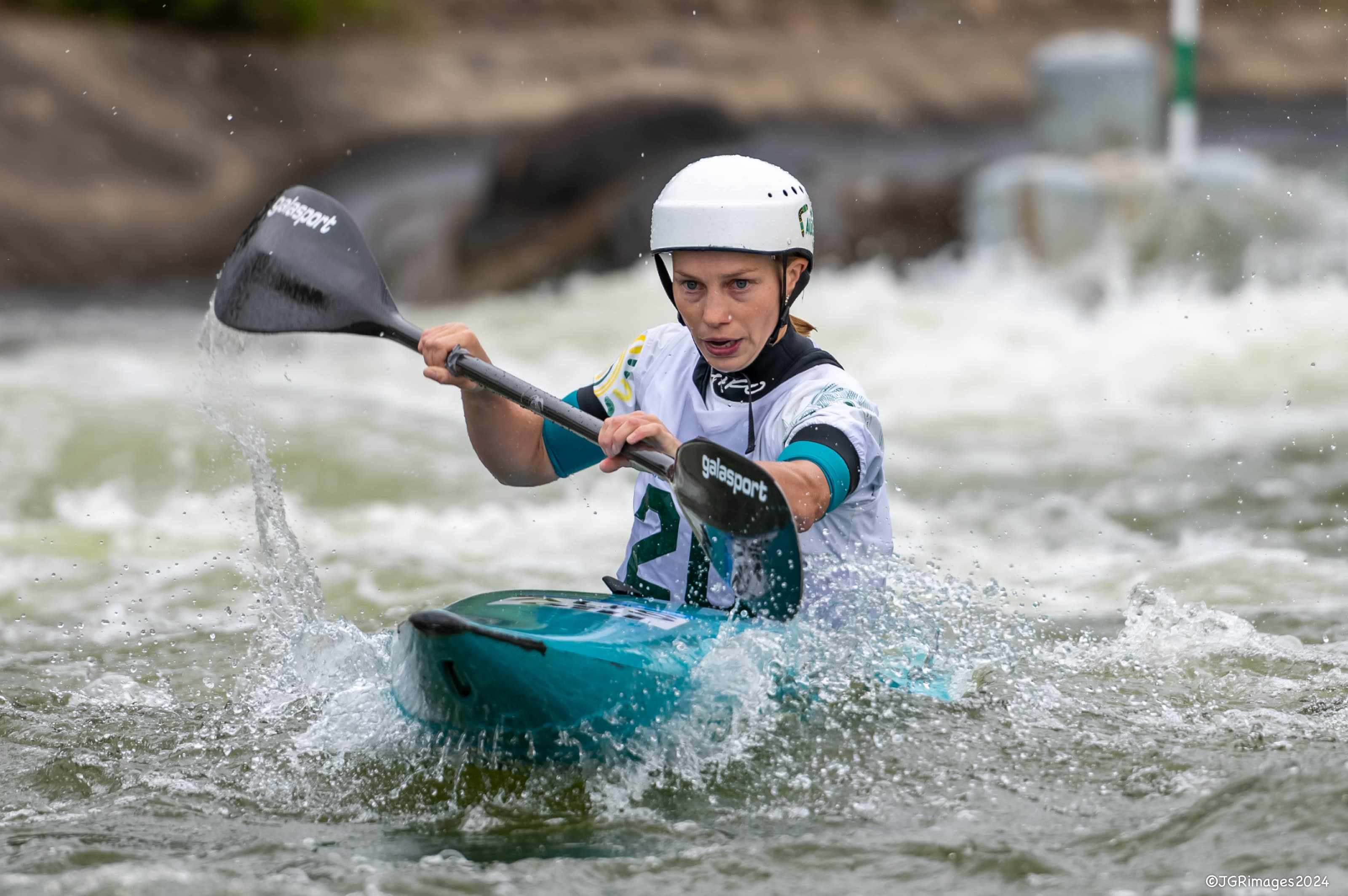 Canoe Slalom athlete Kate Eckhardt in women's kayak