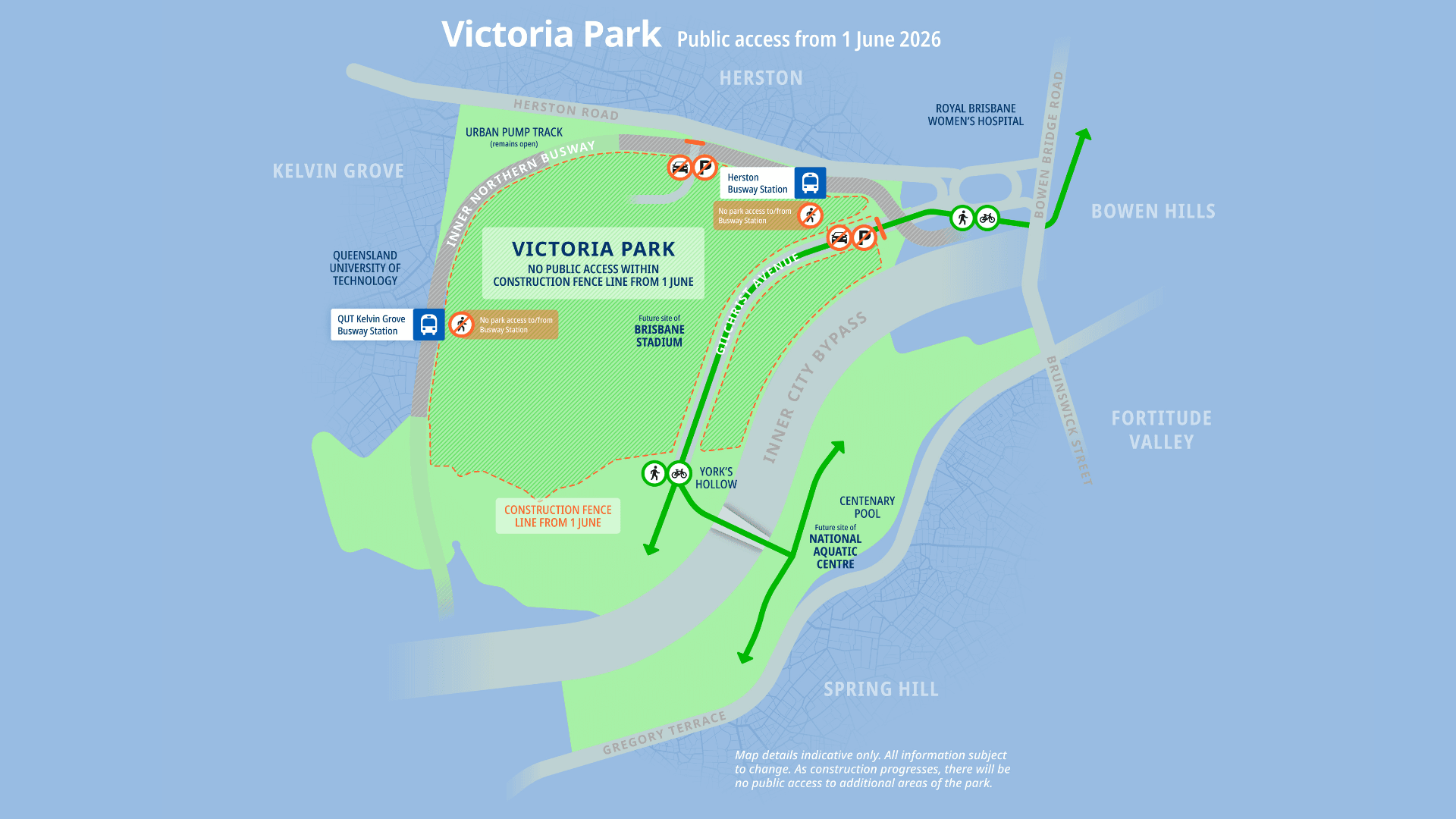 Map of Victoria Park public access from 1 June, 2026