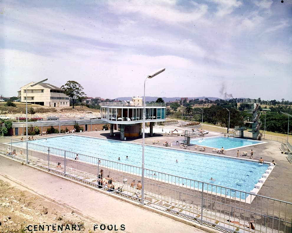 Centenary Swimming Pool Spring Hill from Gregory Terrace 20 September 1960