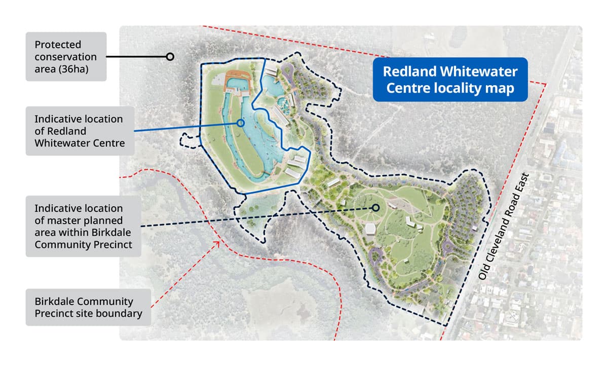 Redland Whitewater Centre locality map within Birkdale Community Precinct