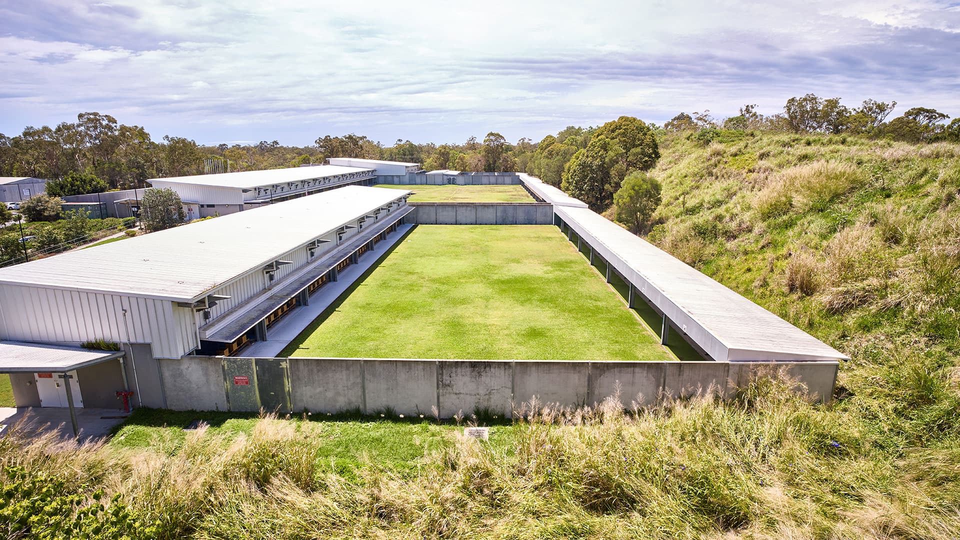 An overhead view of an outdoor shooting range